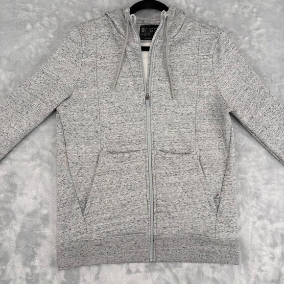 Figs Hoodie Women Small Scrub Gray On Shift Full Zip Medical Nurse Sweater Logo - Picture 3 of 16